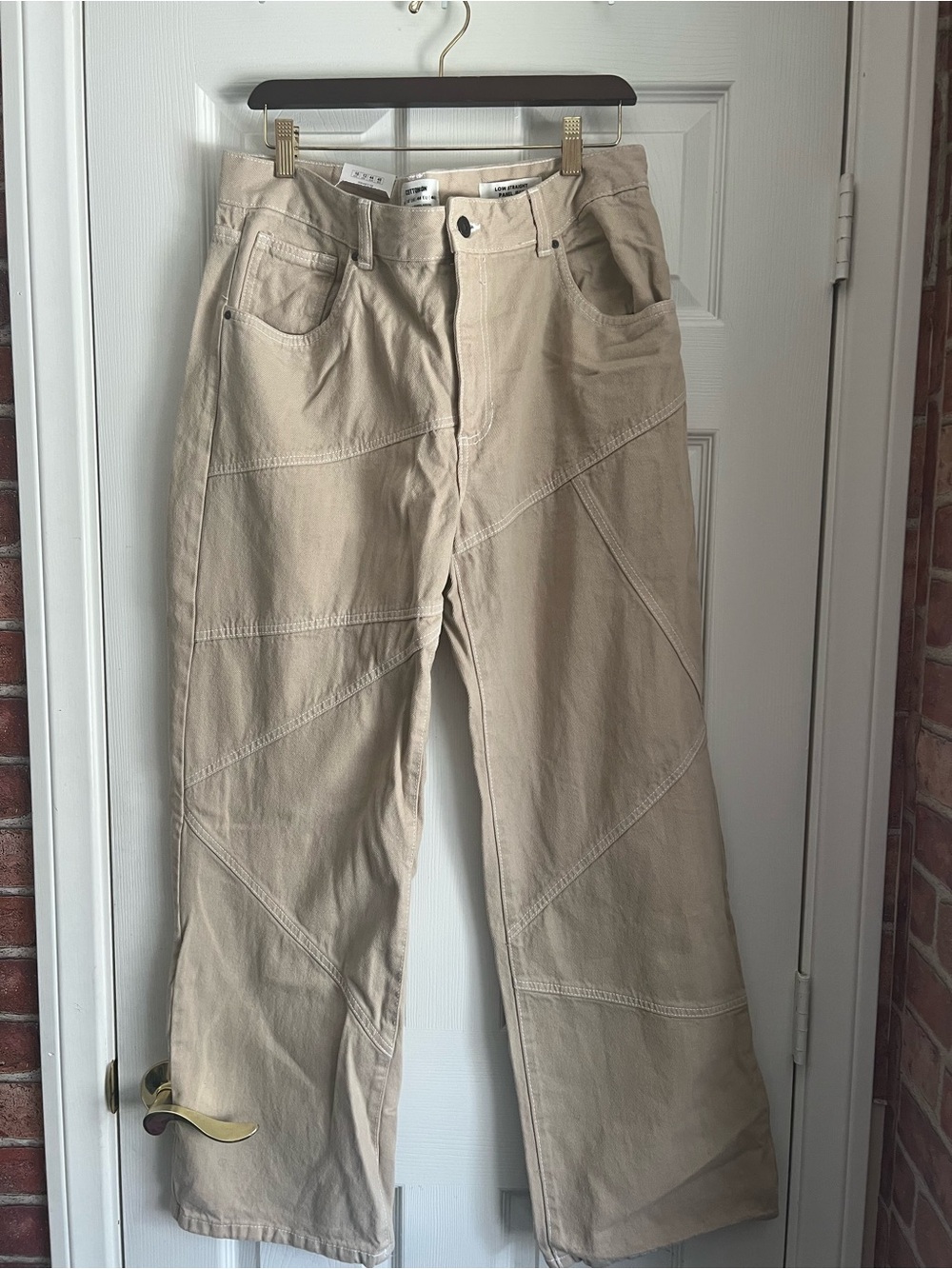 Cotton On Beige Patchwork Wide-Leg Pants